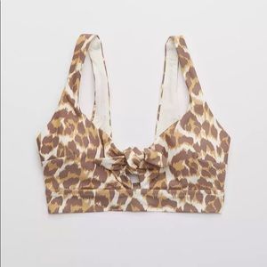 Aerie Leopard Tie Banded Wide Strap Scoop Bikini Set 2-Piece